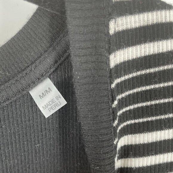 ATM Anthony Thomas Melillo Long-Sleeve Engineered Black White Stripe Rib Dress M - Picture 7 of 8